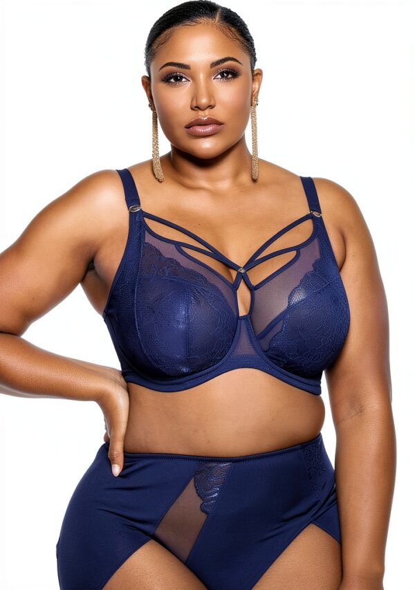 Soutien-gorge Matilda dentelle bleu bonnet trois sections-3