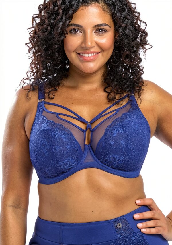 Soutien-gorge Matilda dentelle bleu bonnet trois sections-0