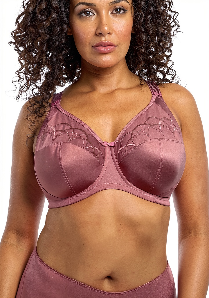 Soutien-gorge Elomi Cate Rosewood porté par une femme souriante